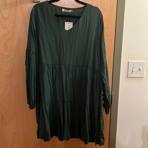 Forest Green Long Sleeve Shift Dress - Size 2X